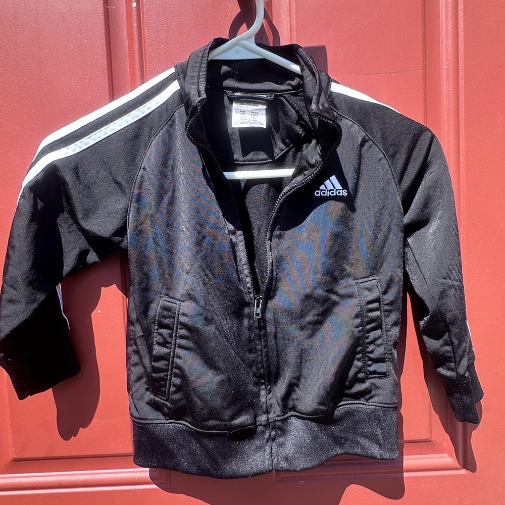 Adidas Black Jacket with White Accents- kids 4T